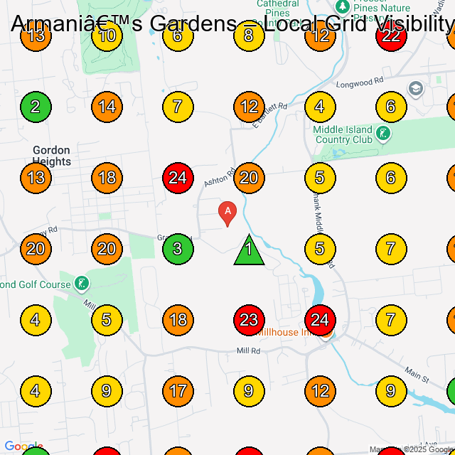 Armani's Gardens Landscape Designer GeoGrid ranking map for None